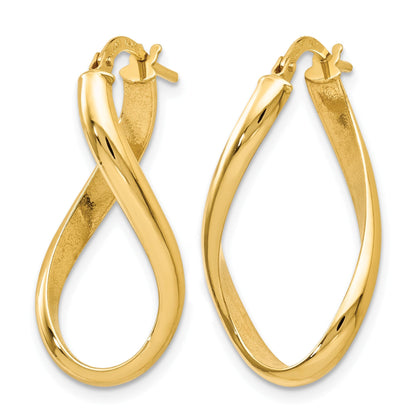 14K Gelbgold Poliert Oval Gedreht Creolen
