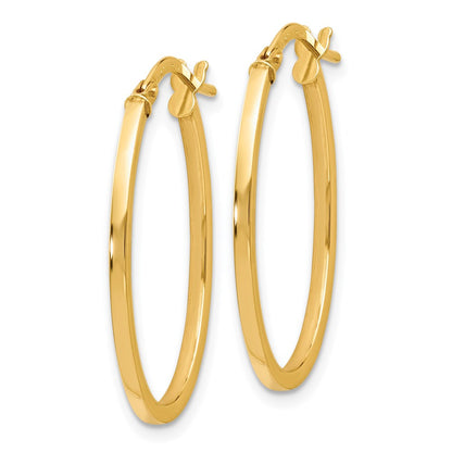 14K Gelbgold Poliert Oval Creolen