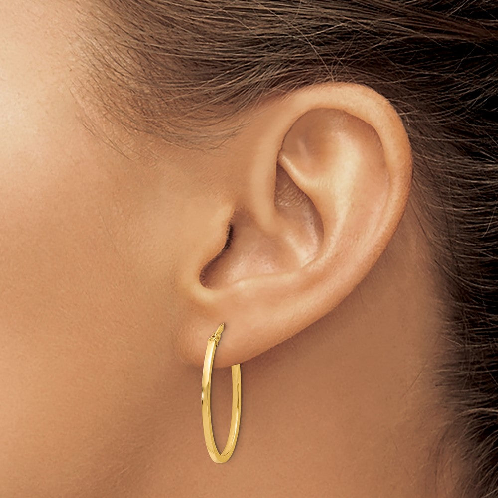 14K Gelbgold Poliert Oval Creolen