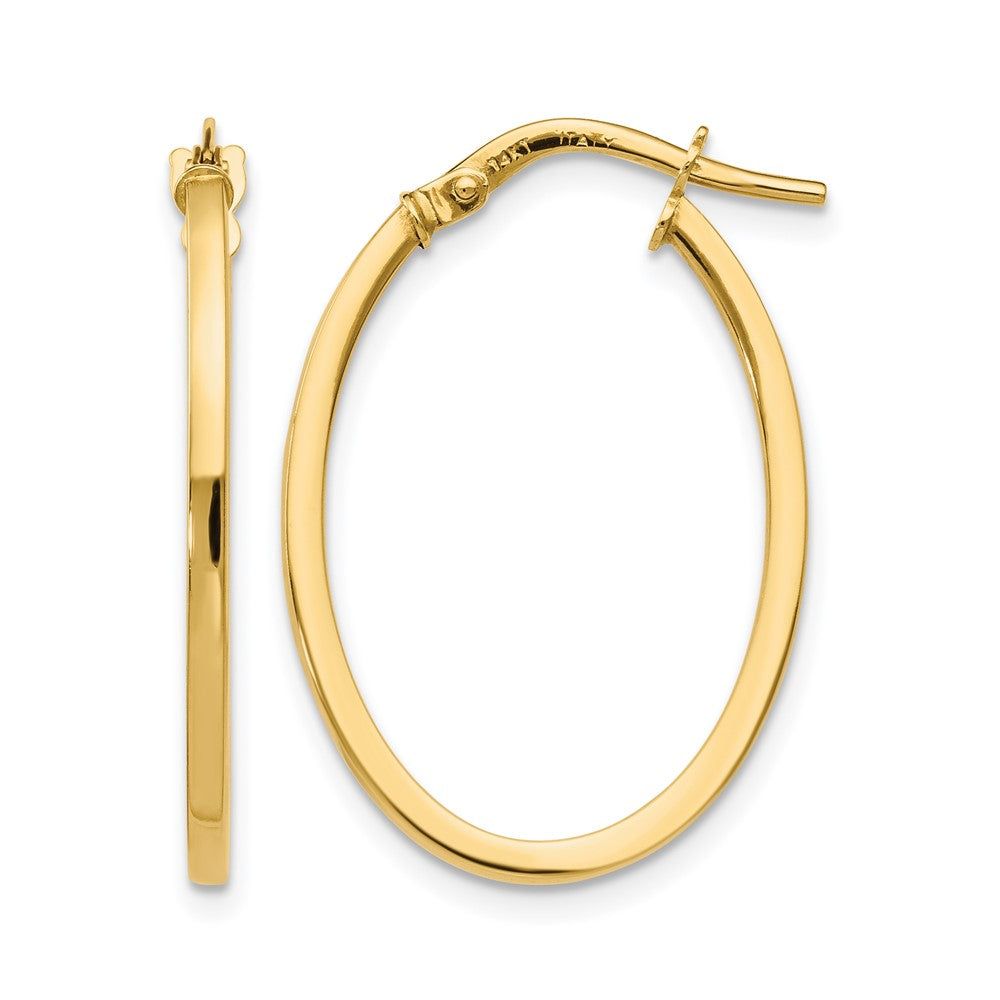 14K Gelbgold Poliert Oval Creolen