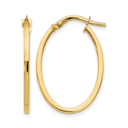 14K Gelbgold Poliert Oval Creolen