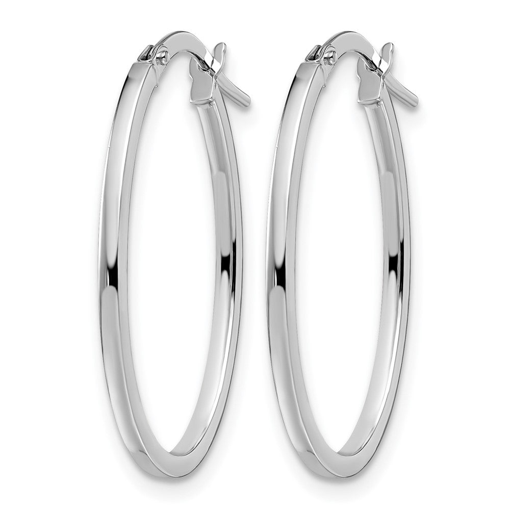 14K Weißgold Poliert Oval Creolen