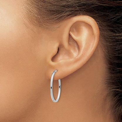 14K Weißgold Poliert Oval Creolen