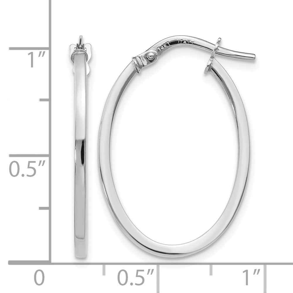 14K Weißgold Poliert Oval Creolen