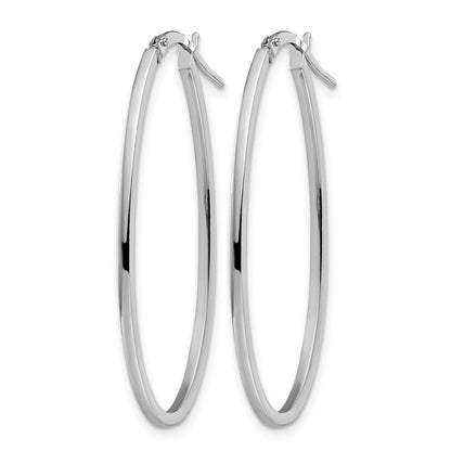 14K Weißgold Poliert Oval Creolen