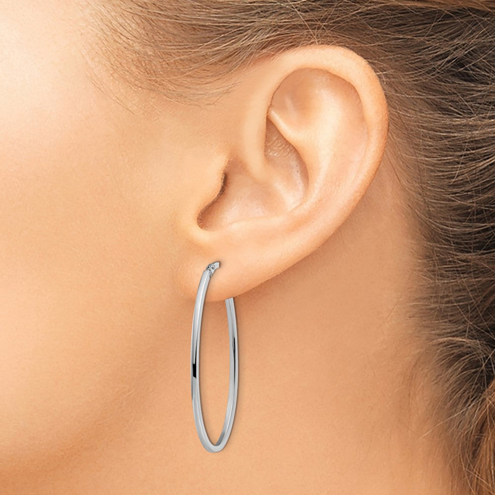 14K Weißgold Poliert Oval Creolen