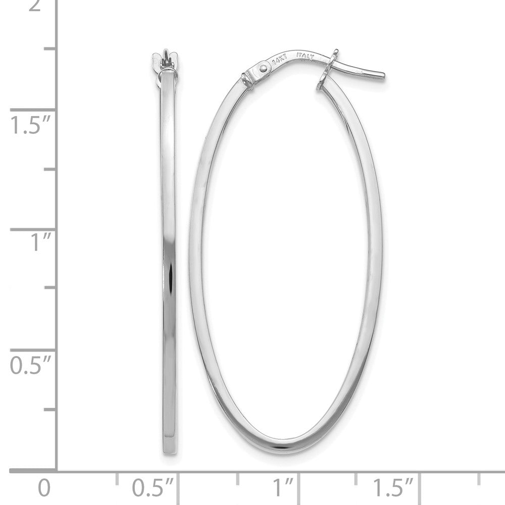 14K Weißgold Poliert Oval Creolen