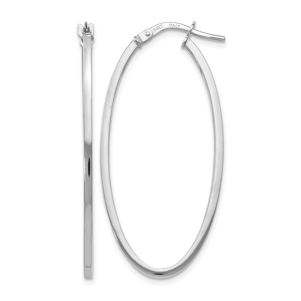 14K Weißgold Poliert Oval Creolen
