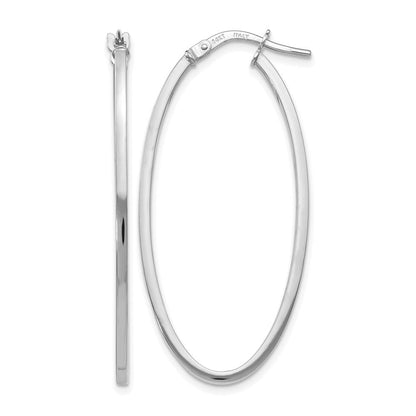 14K Weißgold Poliert Oval Creolen