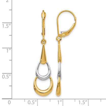 14K Bicolor Poliert Ohrhänger mit Brisur