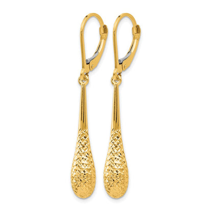 14K Gelbgold Diamantiert Ohrhänger mit Brisur