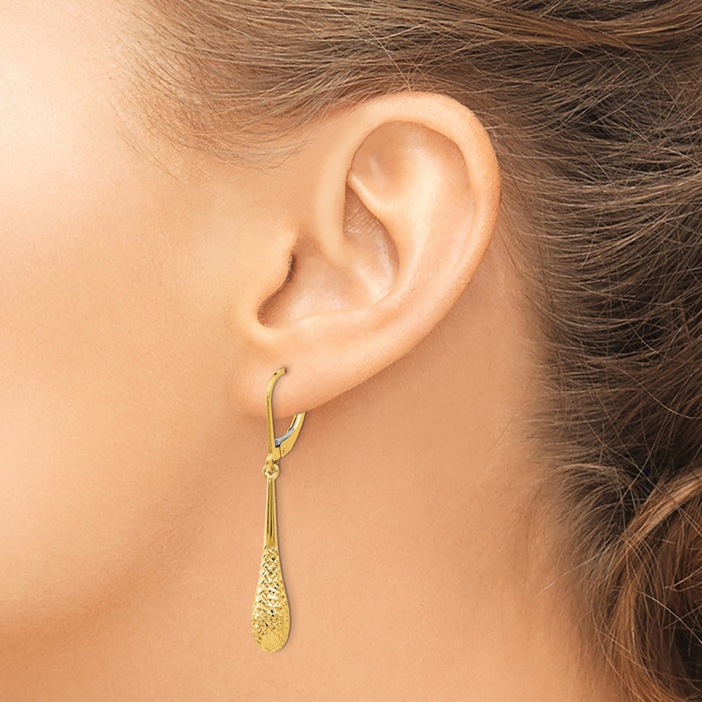 14K Gelbgold Diamantiert Ohrhänger mit Brisur