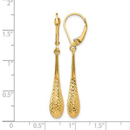 14K Gelbgold Diamantiert Ohrhänger mit Brisur
