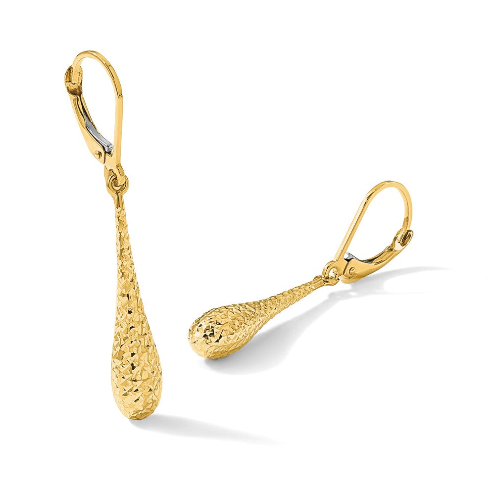 14K Gelbgold Diamantiert Ohrhänger mit Brisur