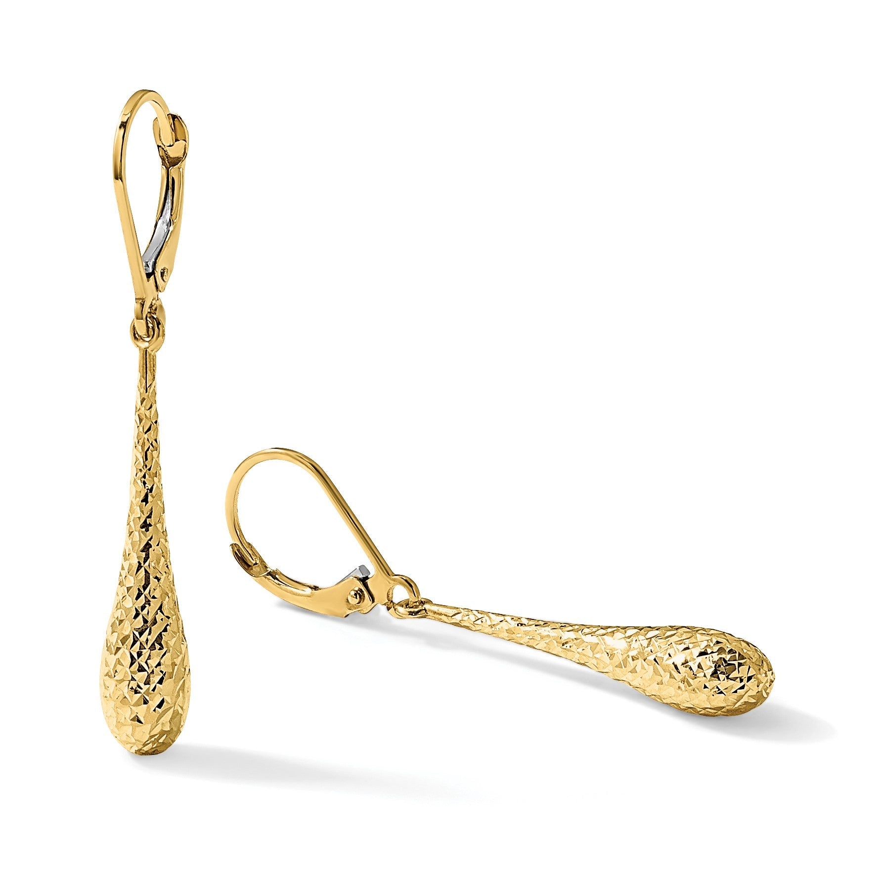 14K Gelbgold Diamantiert Ohrhänger mit Brisur
