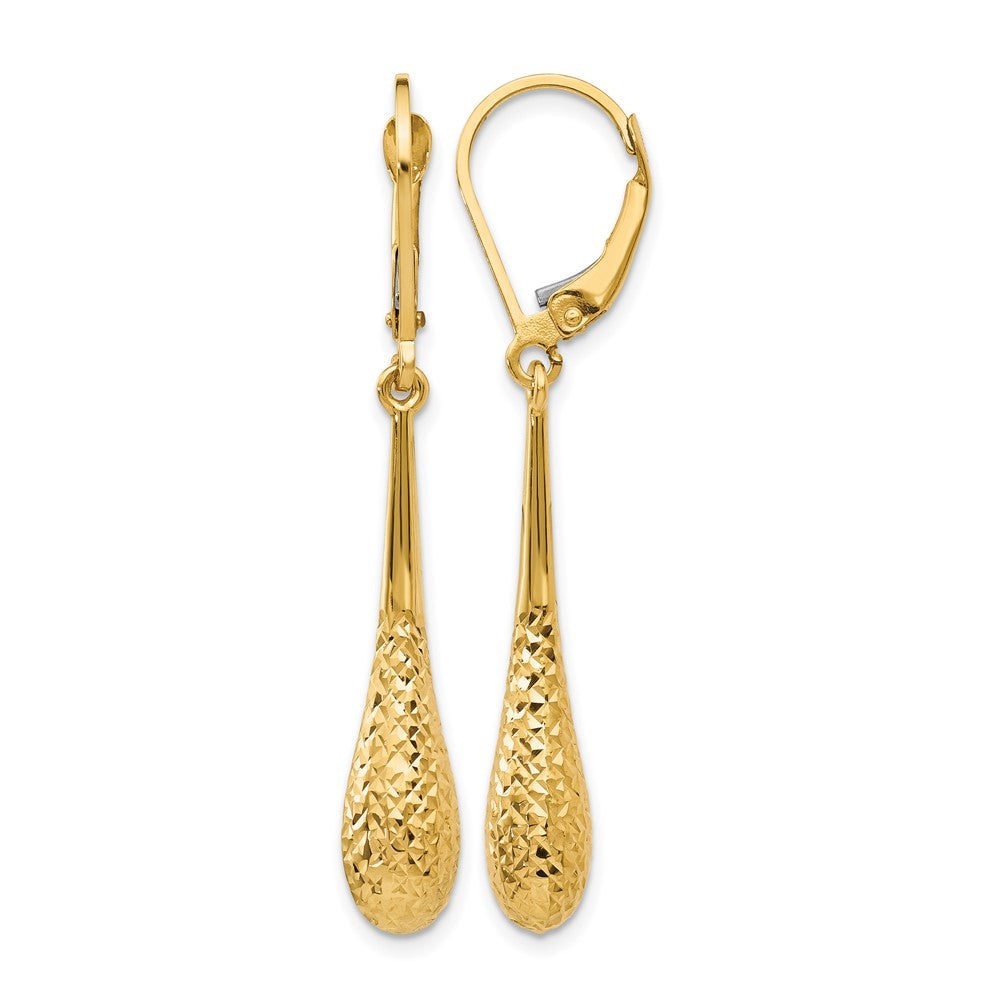 14K Gelbgold Diamantiert Ohrhänger mit Brisur