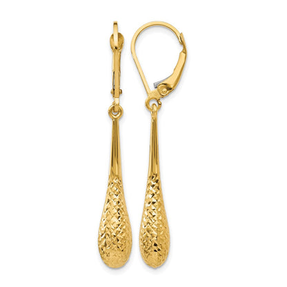 14K Gelbgold Diamantiert Ohrhänger mit Brisur