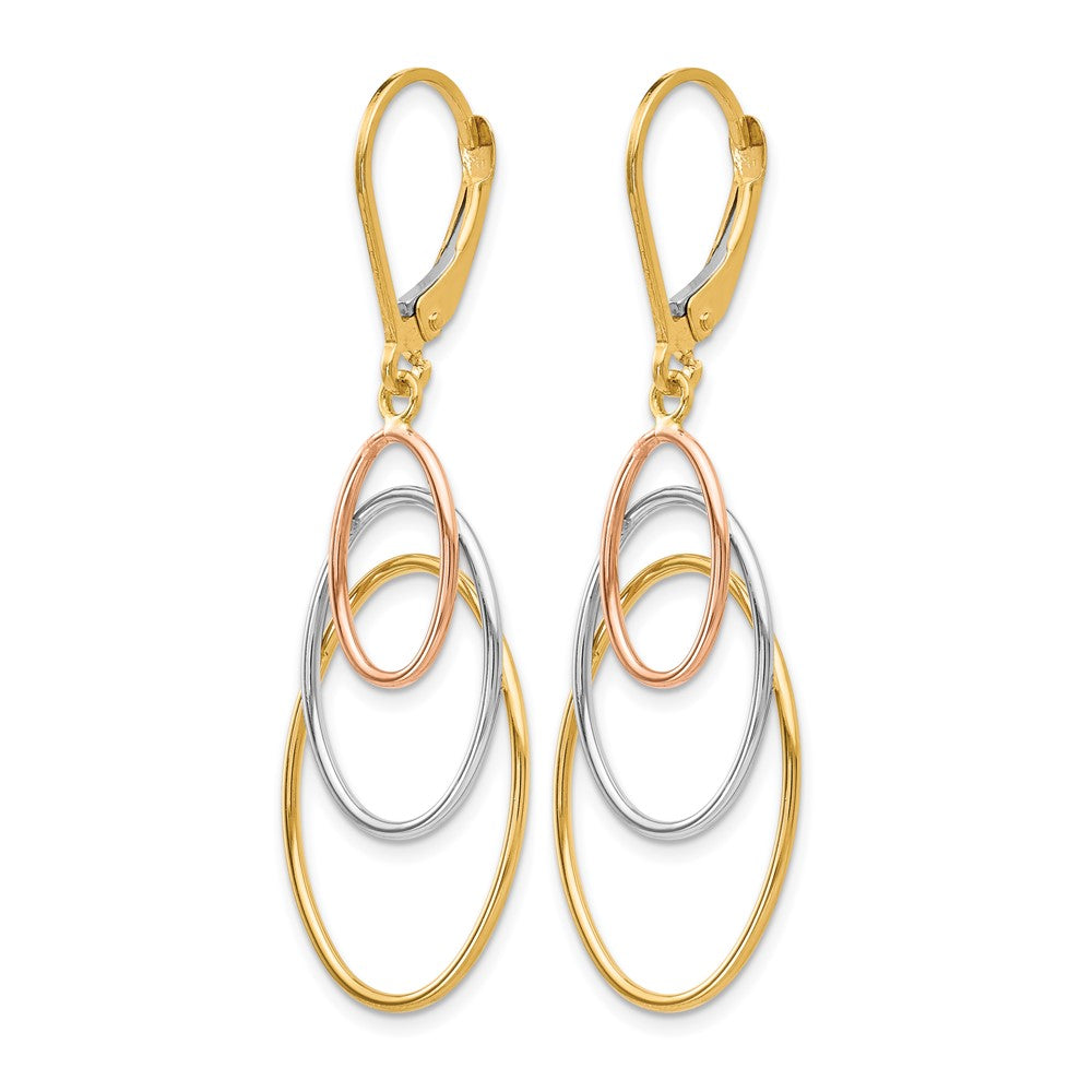 14K Tricolor Ohrhänger mit Brisur