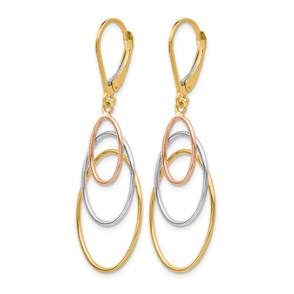 14K Tricolor Ohrhänger mit Brisur