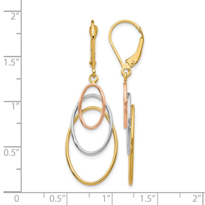 14K Tricolor Ohrhänger mit Brisur