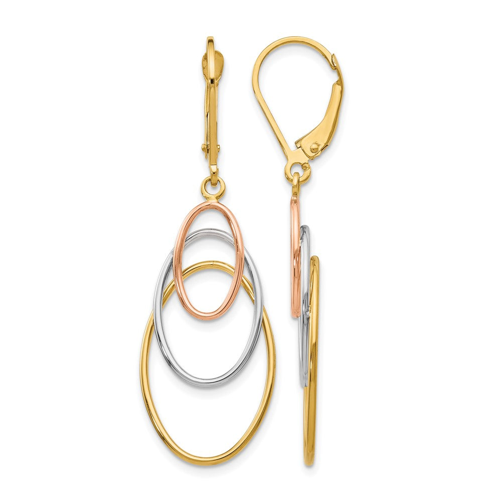 14K Tricolor Ohrhänger mit Brisur
