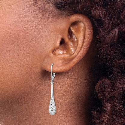 14K Weißgold Diamantiert Ohrhänger mit Brisur