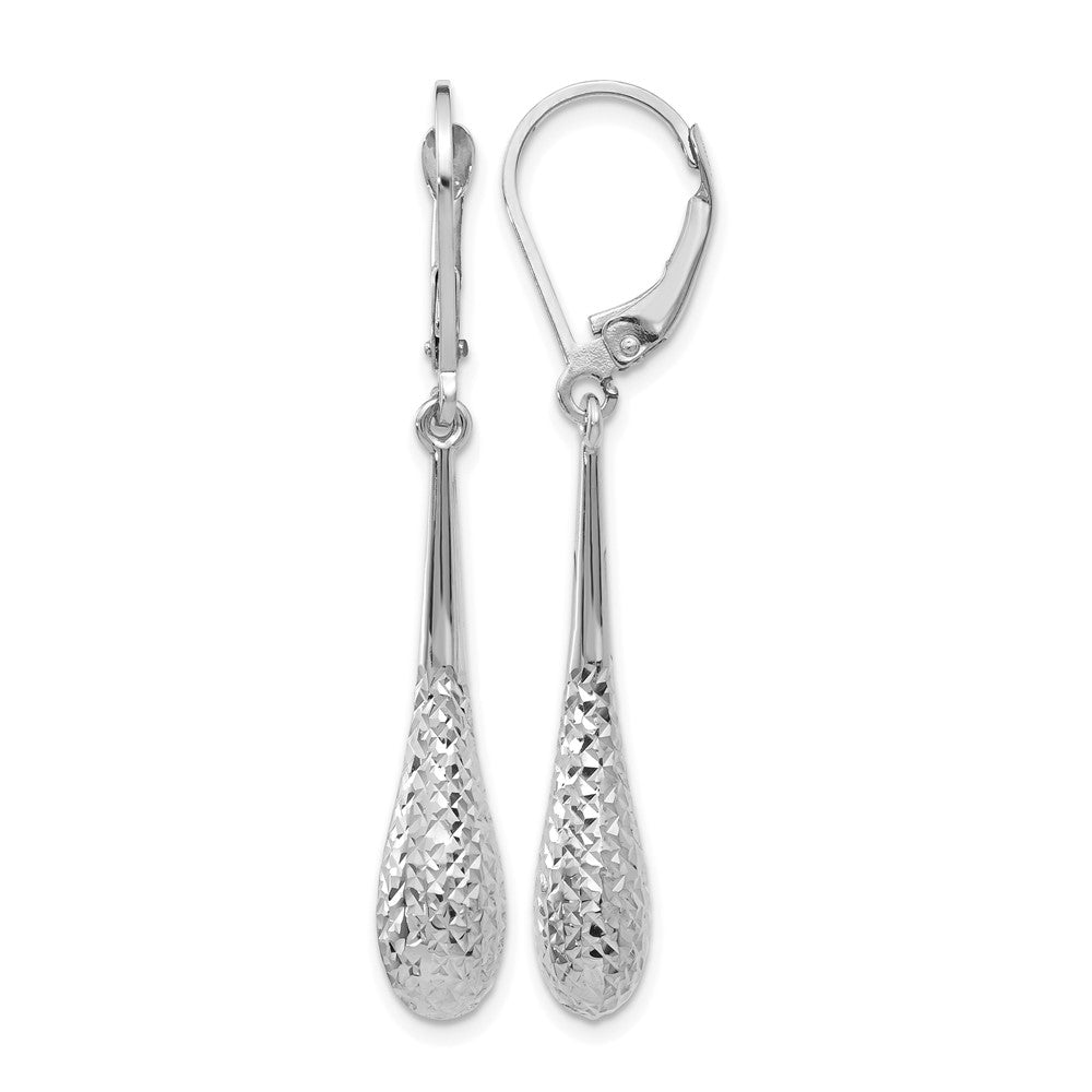 14K Weißgold Diamantiert Ohrhänger mit Brisur