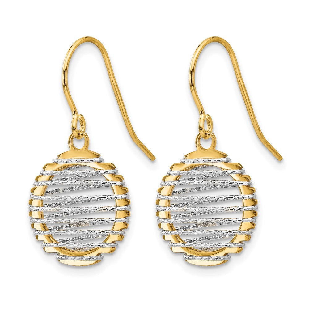 14K Bicolor Draht Wrapped Hängend Hirte Haken Ohrringe