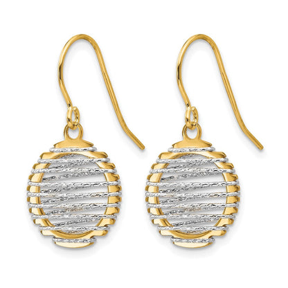 14K Bicolor Draht Wrapped Hängend Hirte Haken Ohrringe