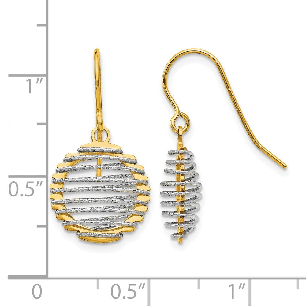 14K Bicolor Draht Wrapped Hängend Hirte Haken Ohrringe