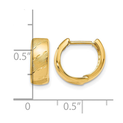 14K Gelbgold Poliert und Satiniert Klappbar Creolen