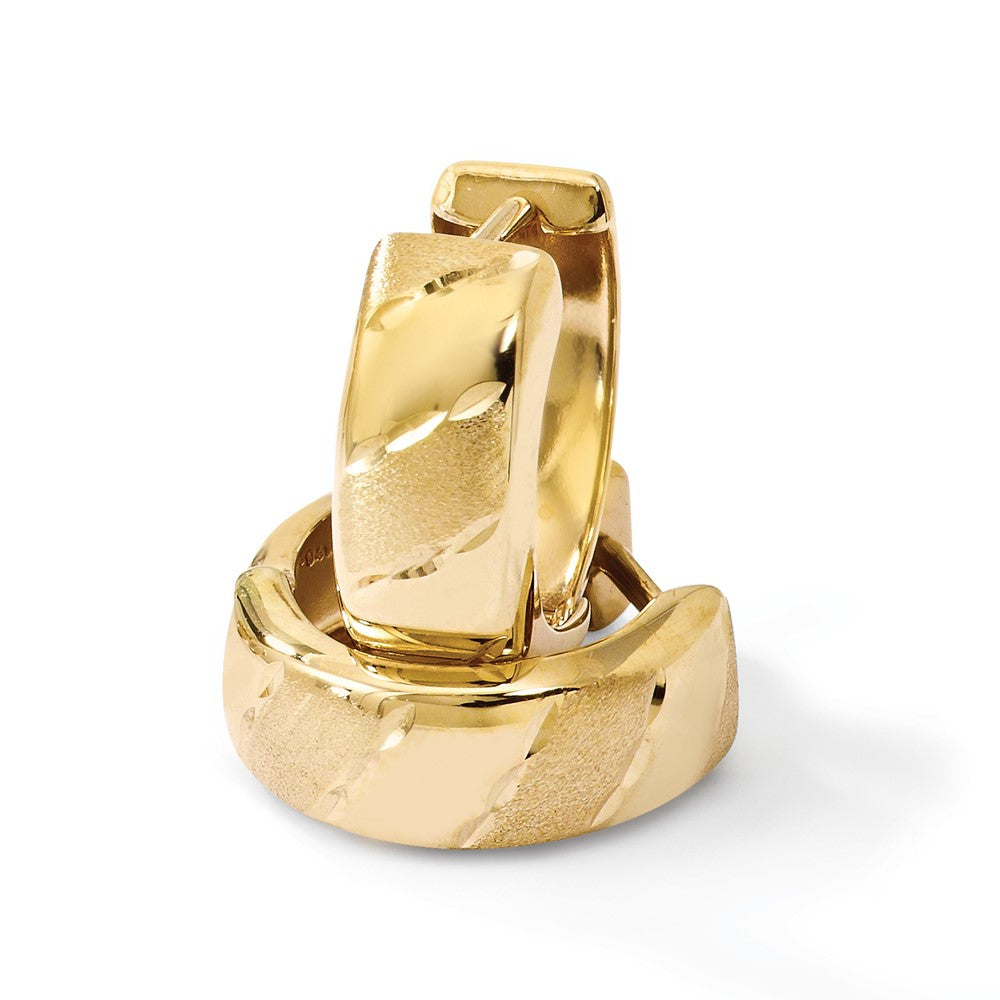 14K Gelbgold Poliert und Satiniert Klappbar Creolen
