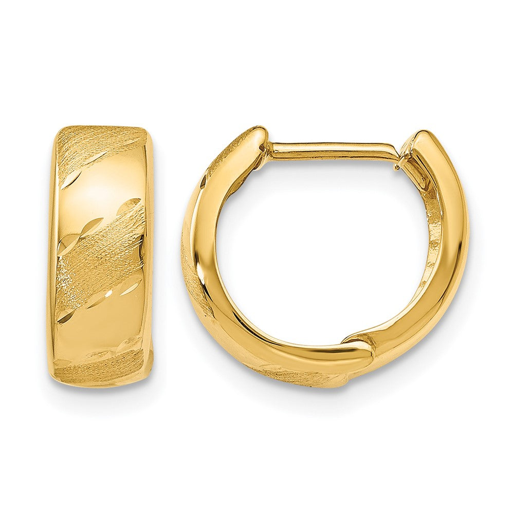 14K Gelbgold Poliert und Satiniert Klappbar Creolen
