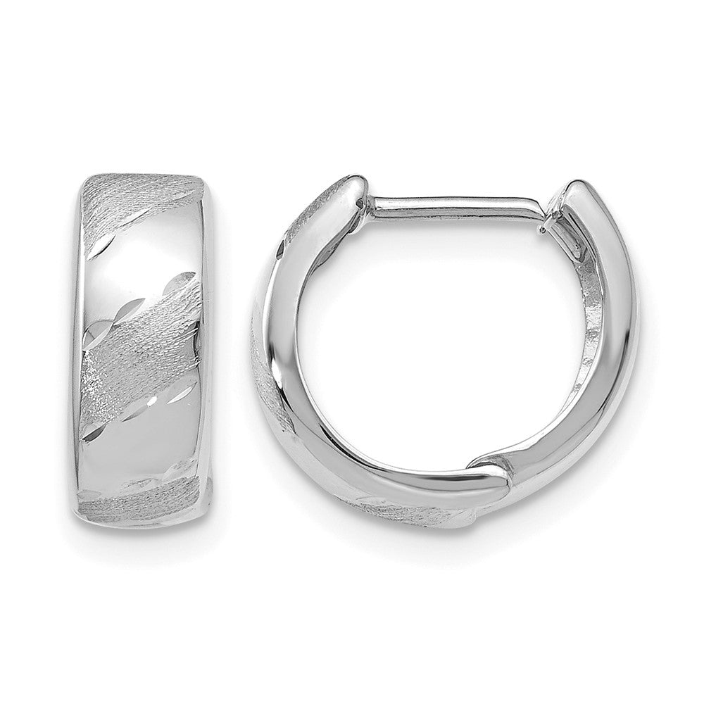 14K Weißgold Poliert und Satiniert Klappbar Creolen