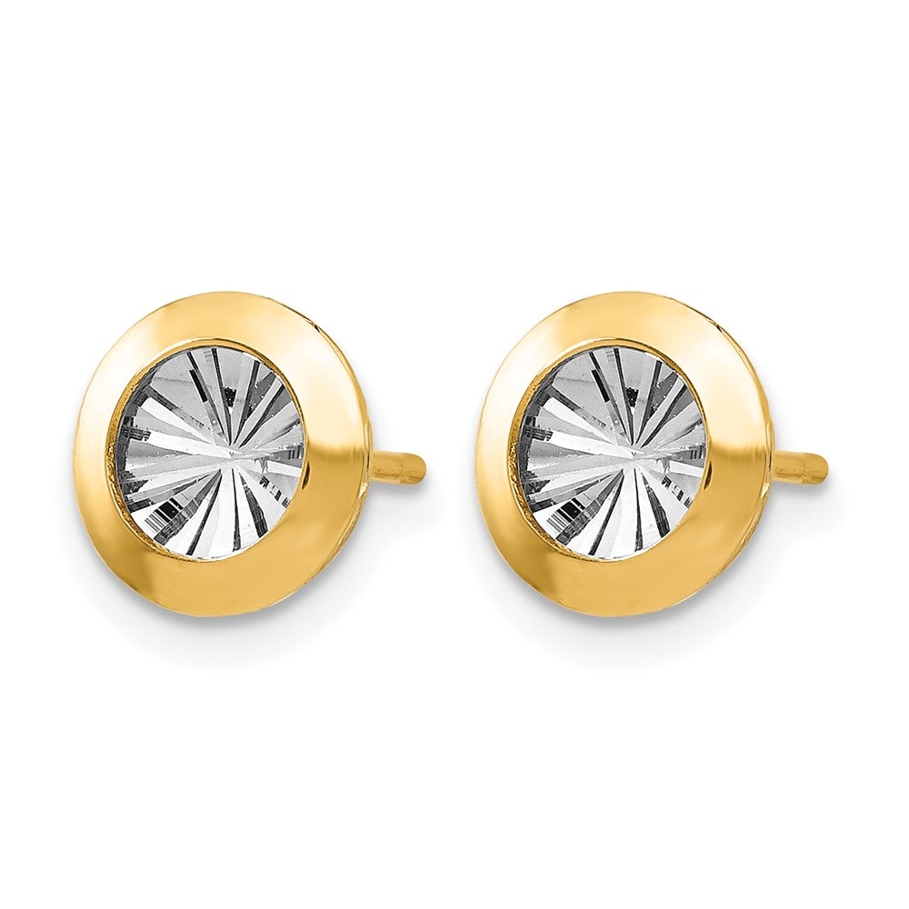 14K Gelb & Rhodium und Poliert Diamantiert Ohrstecker
