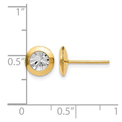 14K Gelb & Rhodium und Poliert Diamantiert Ohrstecker