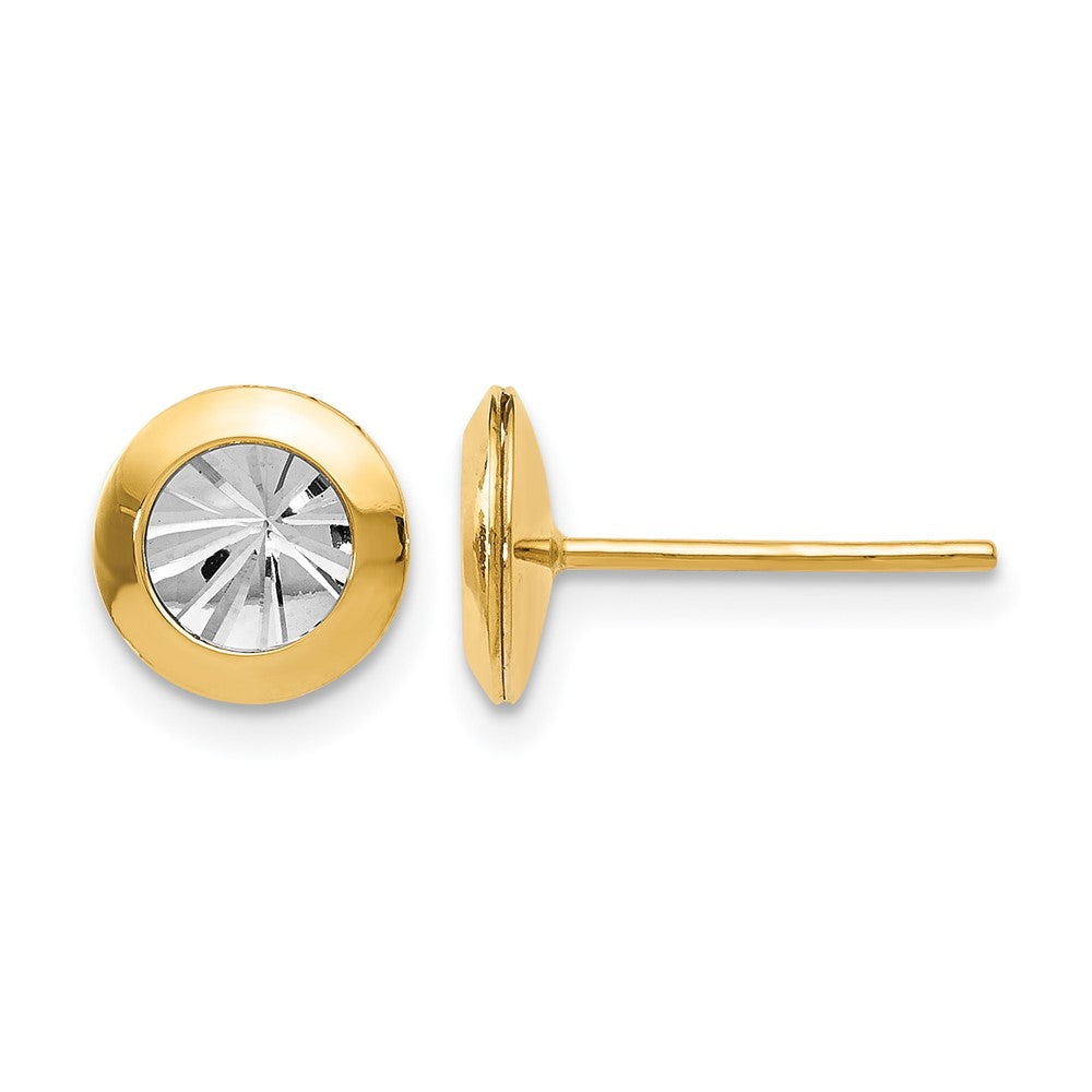 14K Gelb & Rhodium und Poliert Diamantiert Ohrstecker