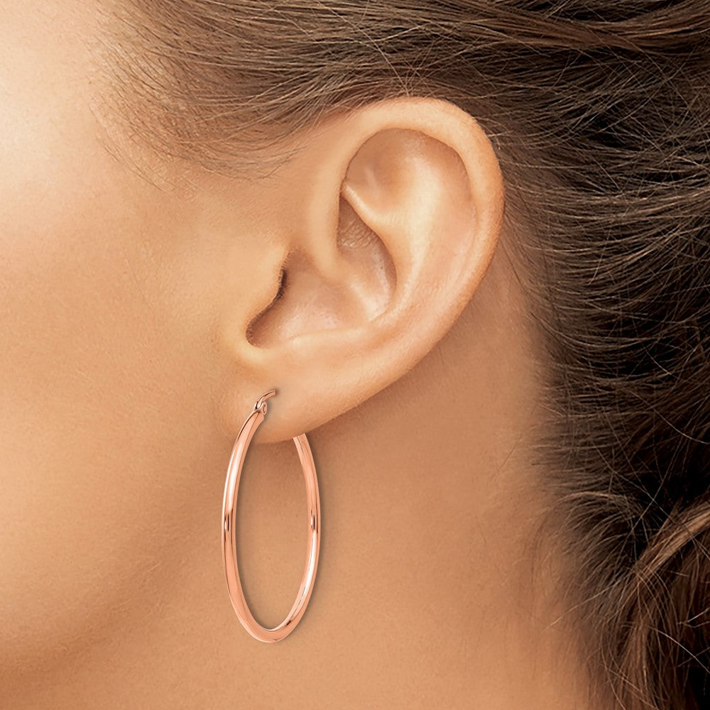 14K Roségold Poliert 2x35mm Creolen
