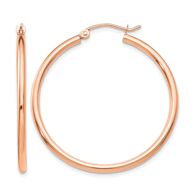 14K Roségold Poliert 2x35mm Creolen
