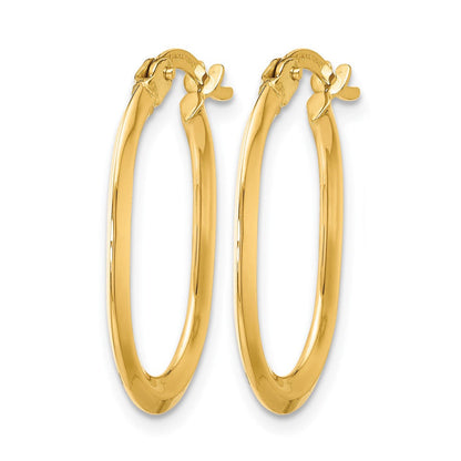14K Gelbgold Poliert Oval Klappbar Creolen