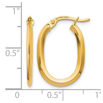 14K Gelbgold Poliert Oval Klappbar Creolen