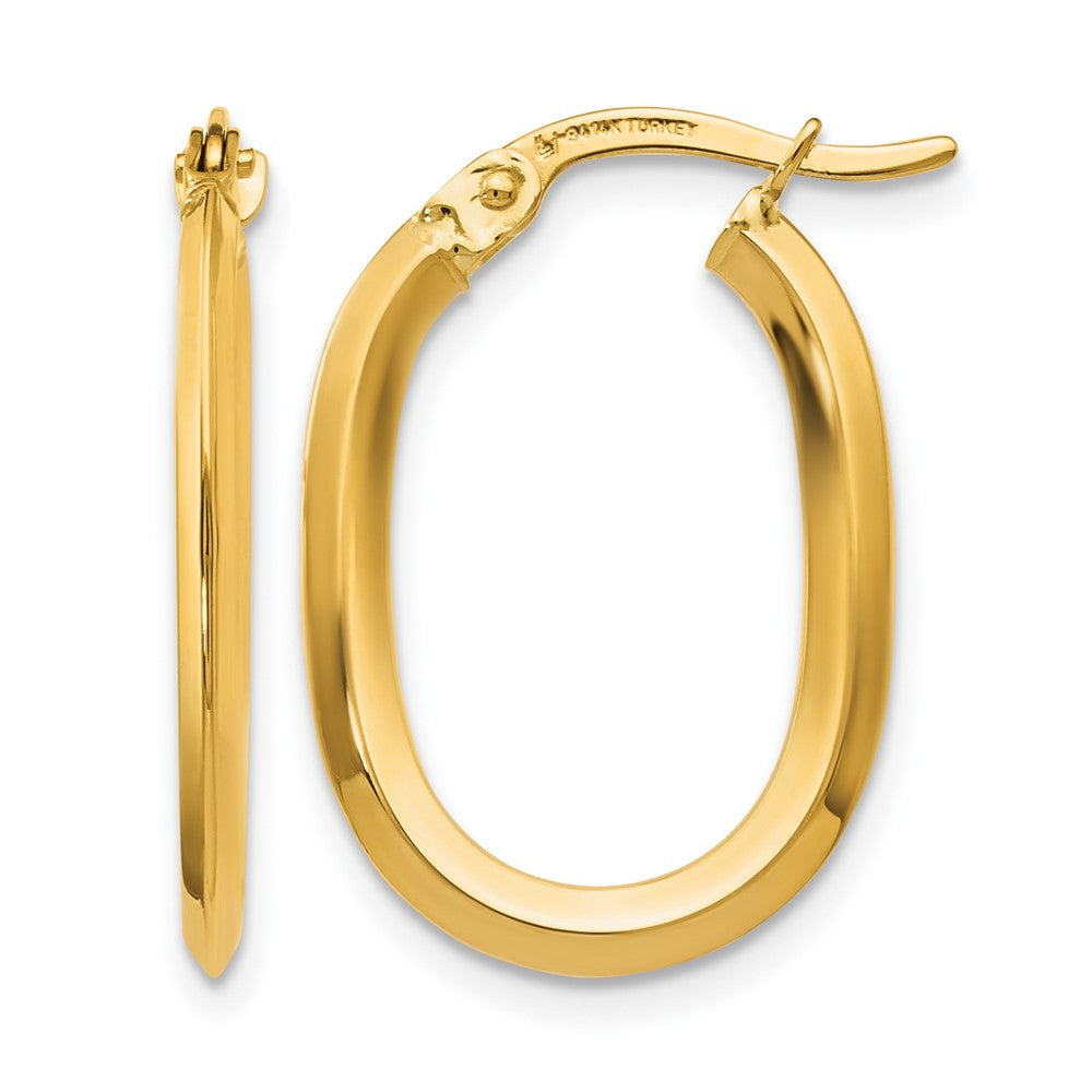14K Gelbgold Poliert Oval Klappbar Creolen