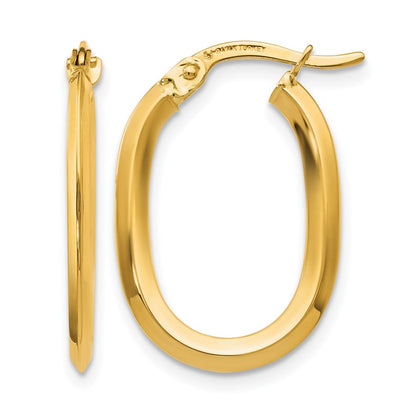 14K Gelbgold Poliert Oval Klappbar Creolen