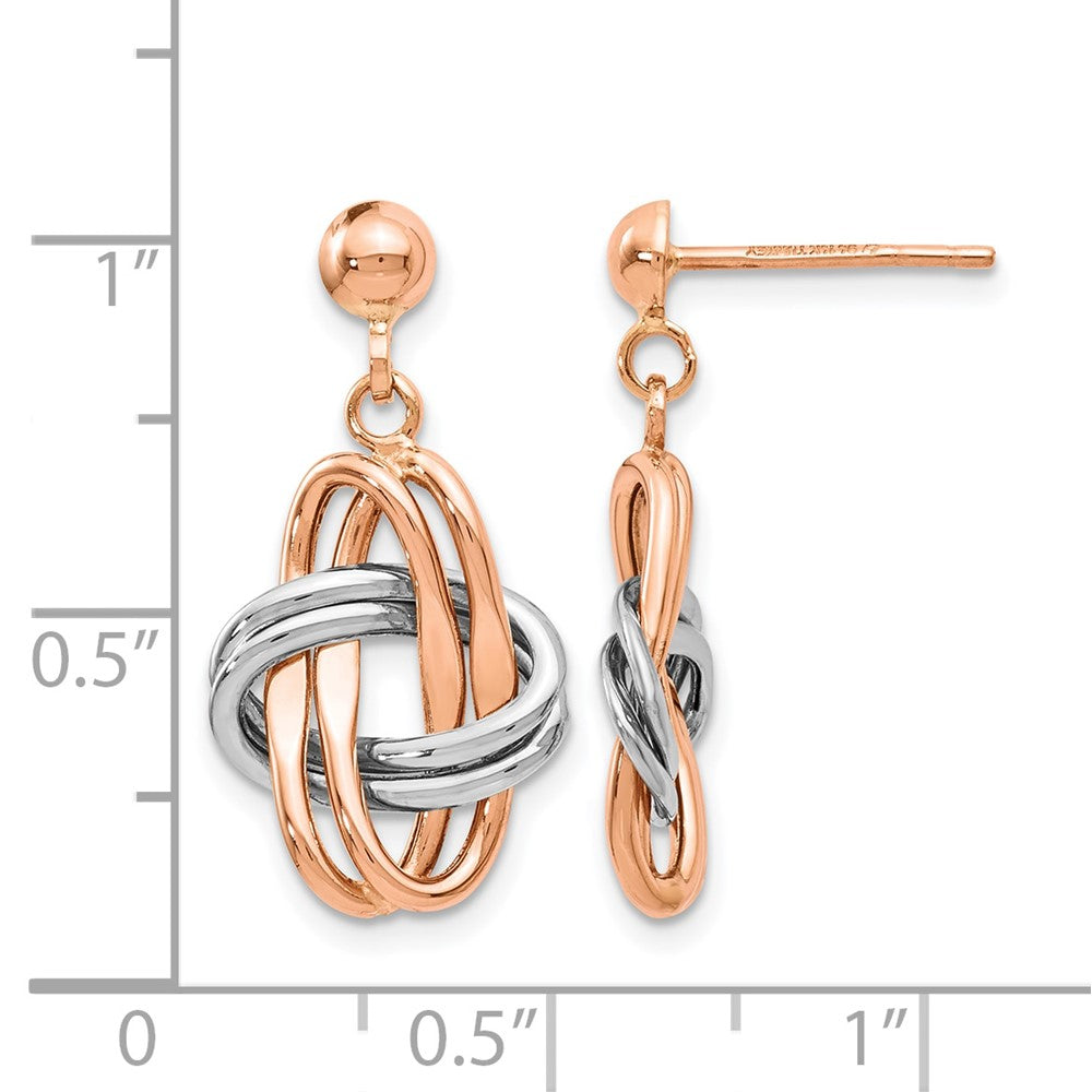 14K Bicolor Rose und Weiß Poliert Stecker Ohrhänger