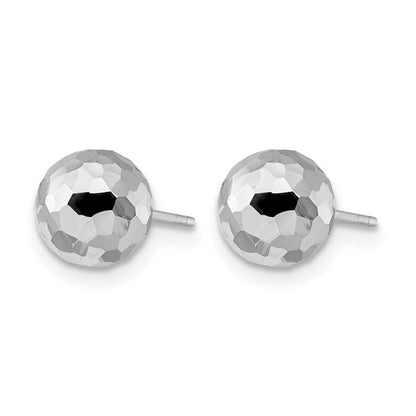 14K Weißgold Poliert Facettiert Ohrstecker