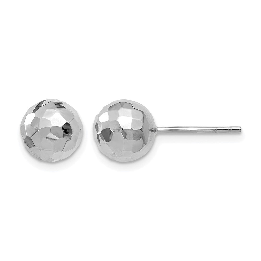 14K Weißgold Poliert Facettiert Ohrstecker