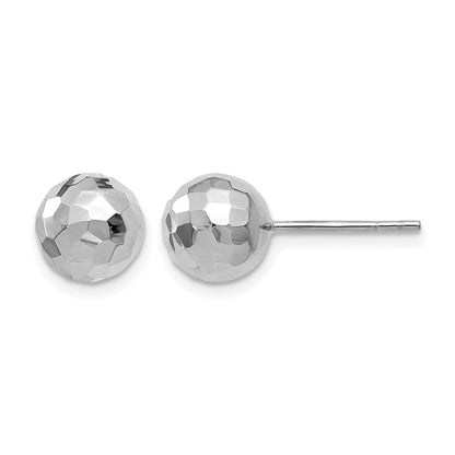 14K Weißgold Poliert Facettiert Ohrstecker