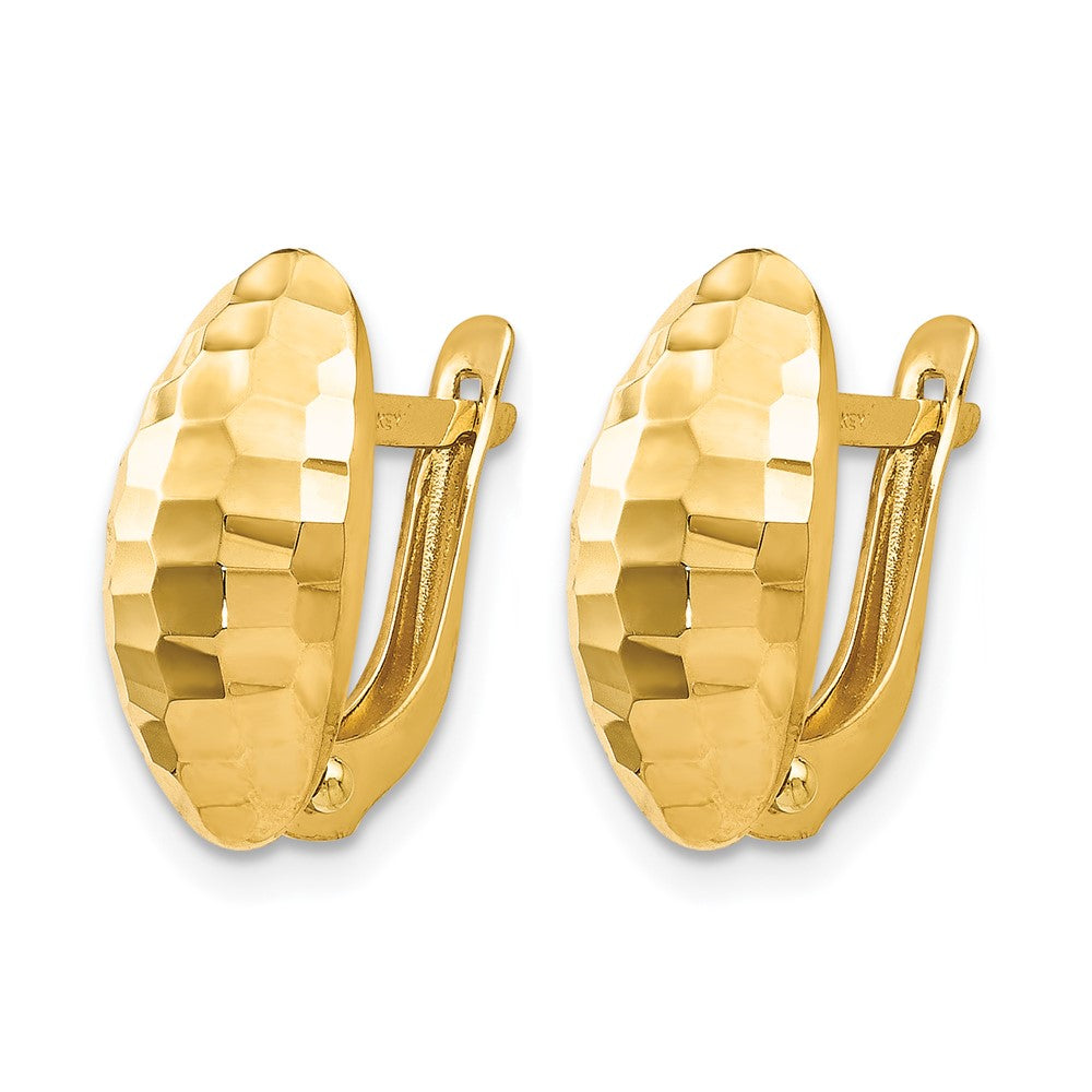 14K Gelbgold Poliert und Gehämmert Klappbar Ohrstecker