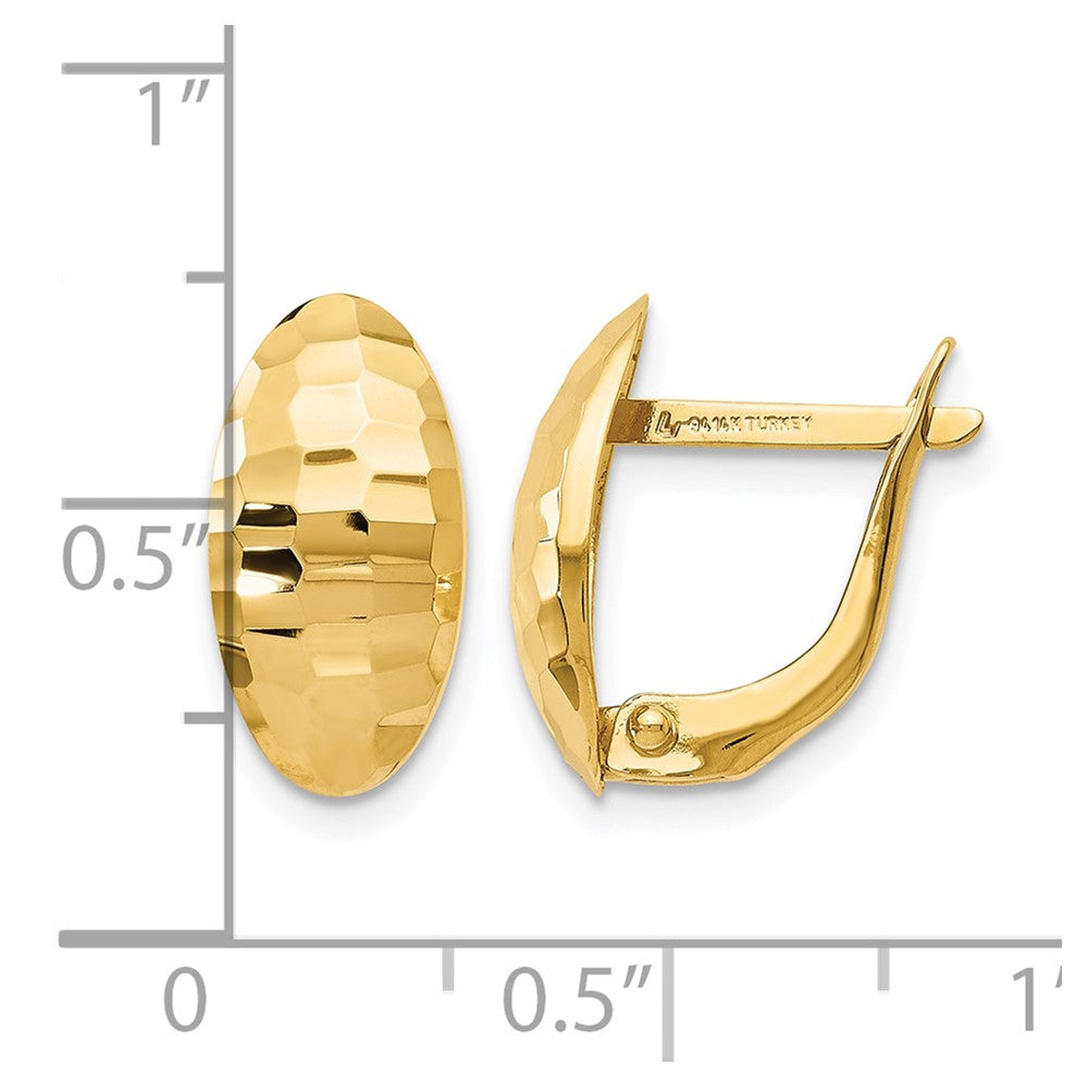 14K Gelbgold Poliert und Gehämmert Klappbar Ohrstecker