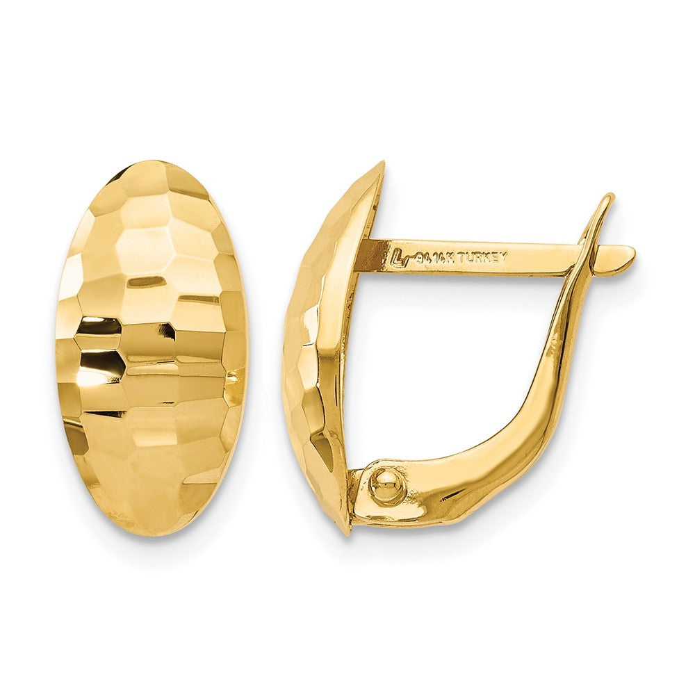 14K Gelbgold Poliert und Gehämmert Klappbar Ohrstecker